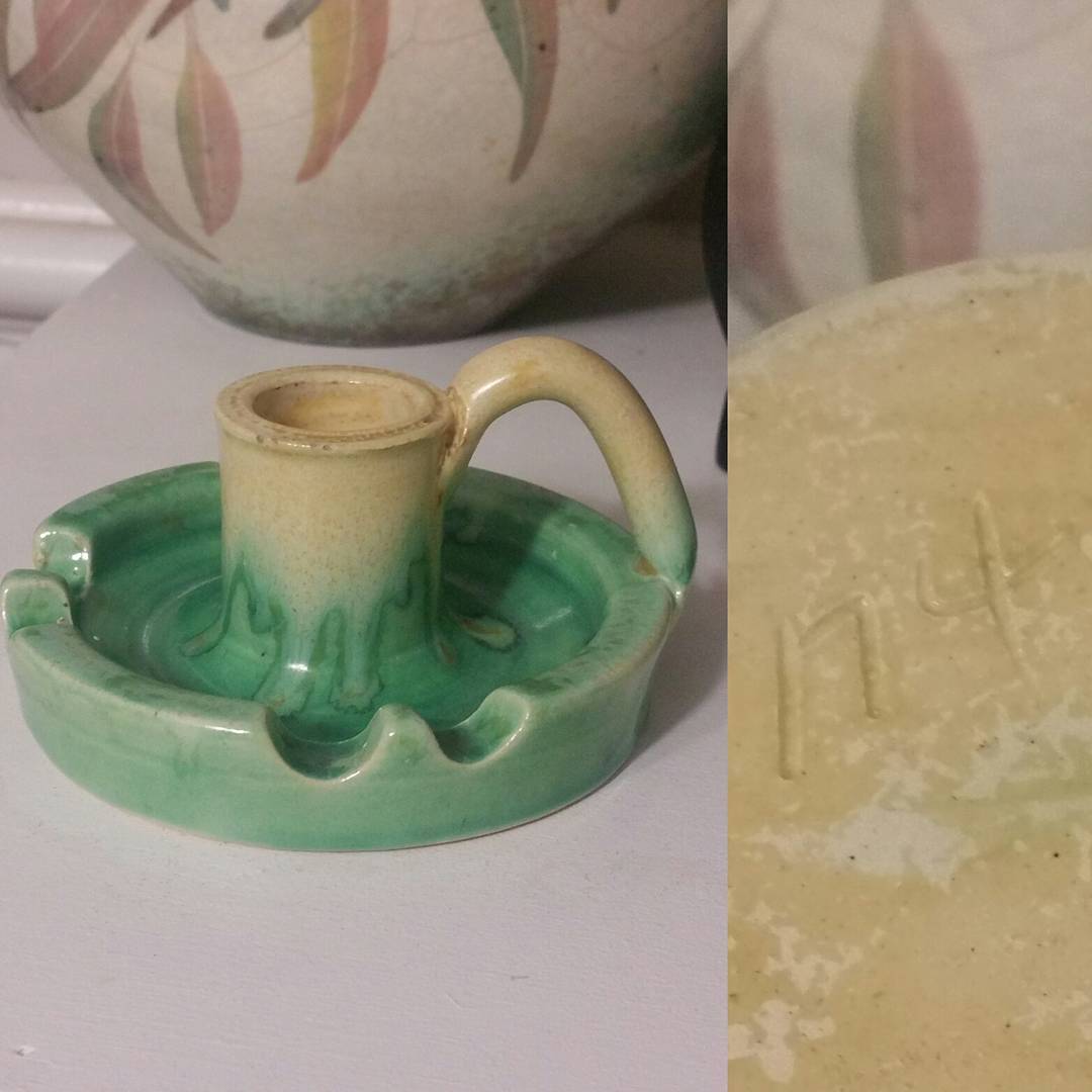 Day 56: Today's piece is by Premier Pottery Preston from their Remued line. This is shape 174 from the late series circa late 1940's to the mid 1950's. Quite an odd little thing as it is a combination candlestick and ashtray in one. Possibly due to the late period of manufacture this shape is hard to find. #AustralianPottery #AustralianArtPottery #Pottery #Ceramics #instapottery #AustralianDesign #VICPottery #MelbourneCeramics #PPP #PremierPottteryPreston #Remued #australianceramics #RemuedPottery #365DaysofAustralianPottery